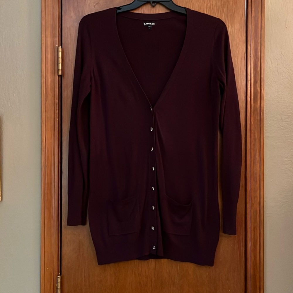 Express Plum Long Cardigan